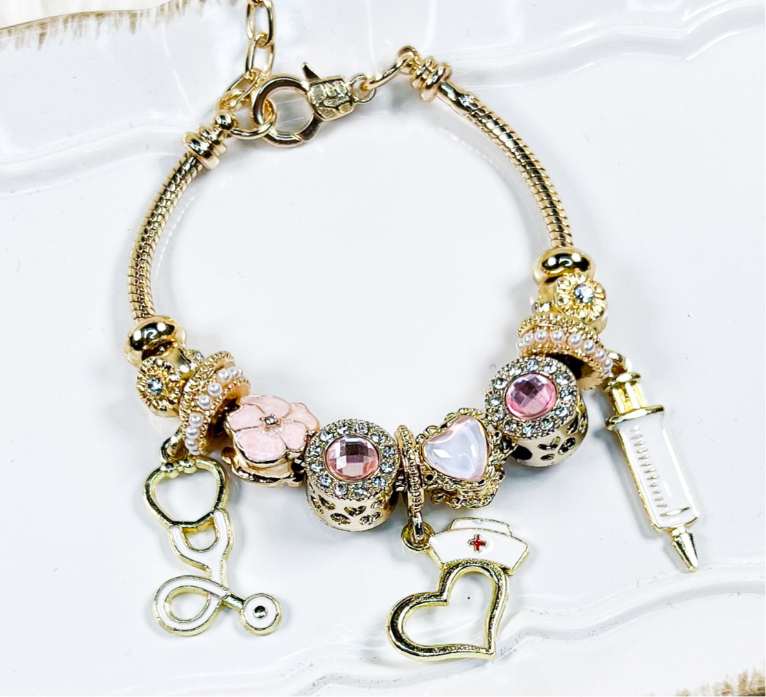 Nurse Charm Bracelet – Graduation Gift for Student Nurses, RN & LPN Jewelry