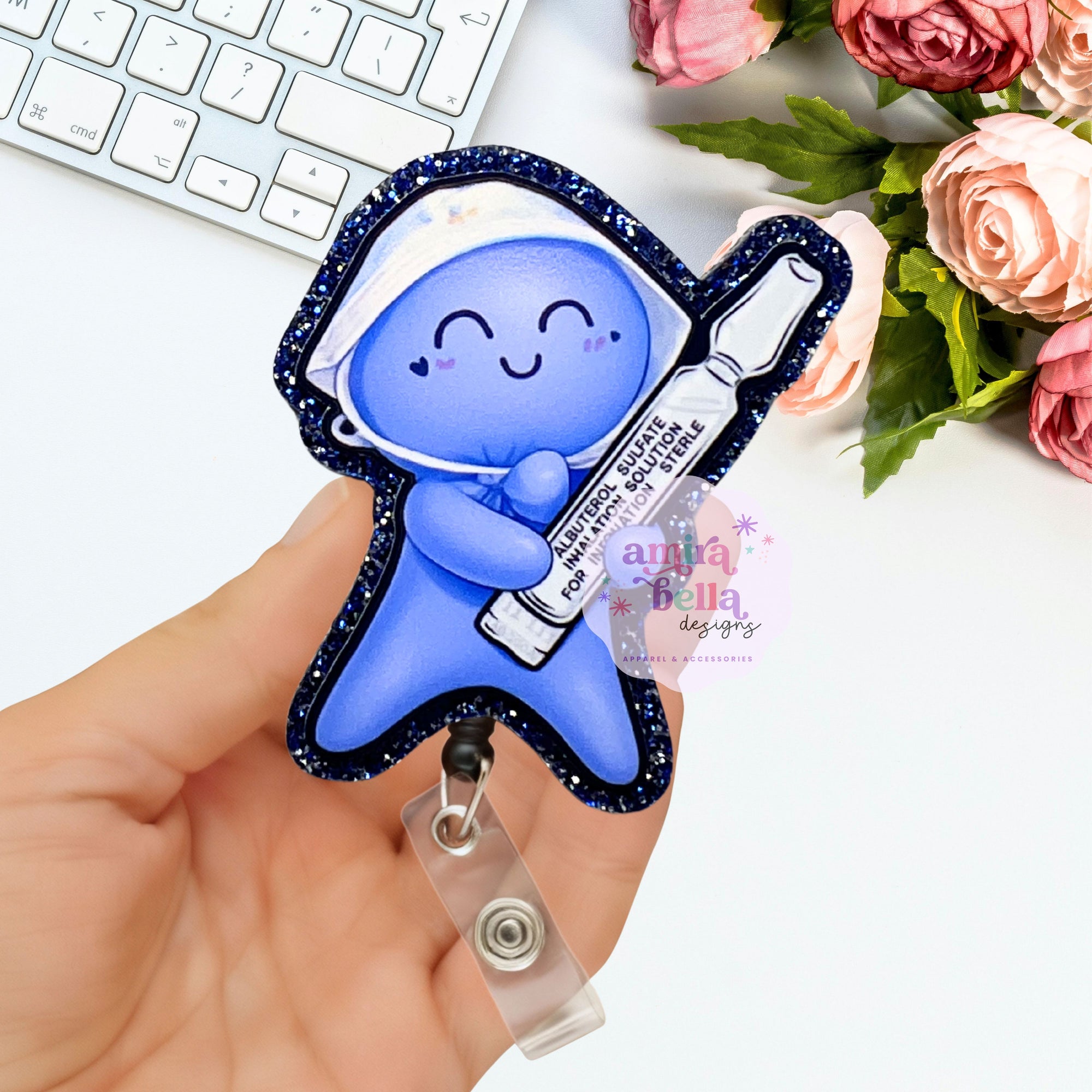 RT, Respiratory Therapist Glove Doll Badge Reel
