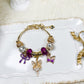 Enchanted Gold & Purple Bracelet with Fairy and Butterfly Charm