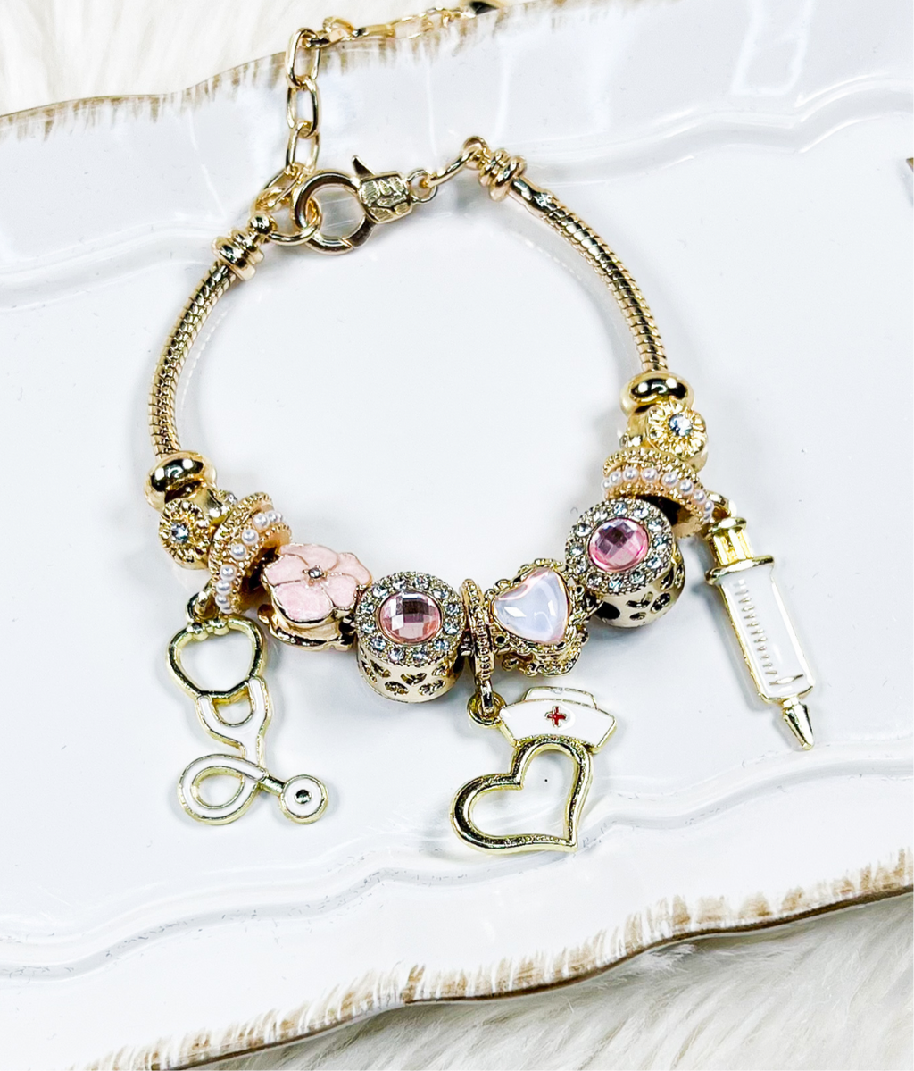 Nurse Charm Bracelet – Graduation Gift for Student Nurses, RN & LPN Jewelry