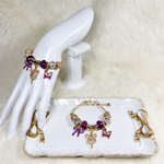 Enchanted Gold & Purple Bracelet with Fairy and Butterfly Charm
