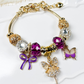 Enchanted Gold & Purple Bracelet with Fairy and Butterfly Charm