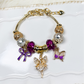 Enchanted Gold & Purple Bracelet with Fairy and Butterfly Charm